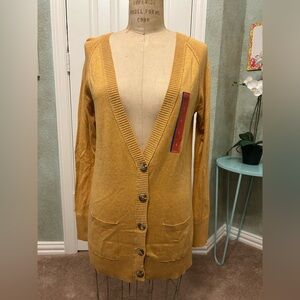 Mossimo Supply Co. Gold Boyfriend Cardigan with Pockets, Size Large, NWT